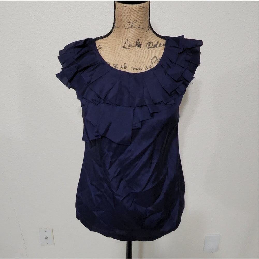 ANN Taylor blue ruffled blouse size‎ XS